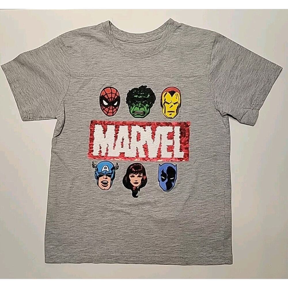 New! MARVEL AVENGERS Flip Sequins T-Shirt Top, Size 7 Unisex